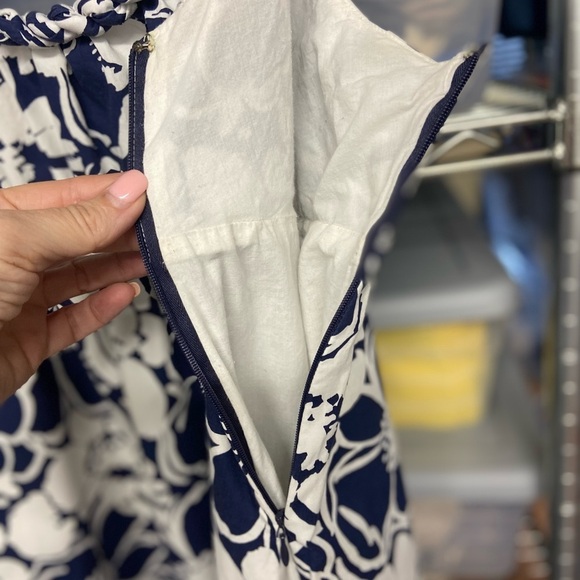 J. Crew Sundress Size 8 Blue and White Floral Empire Waist Braided Strap Summer - Picture 11 of 11